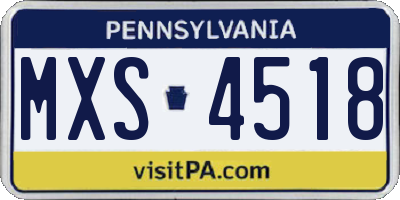 PA license plate MXS4518