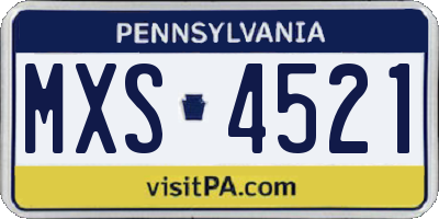 PA license plate MXS4521