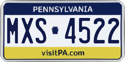 PA license plate MXS4522