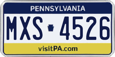 PA license plate MXS4526