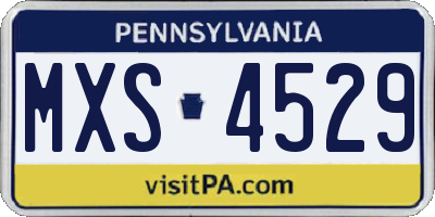 PA license plate MXS4529