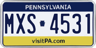 PA license plate MXS4531