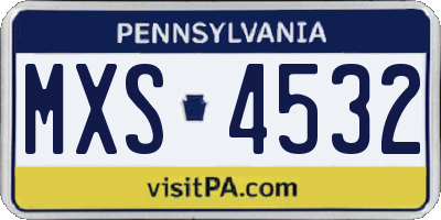 PA license plate MXS4532