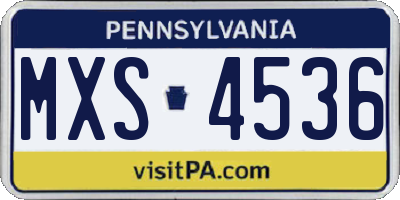 PA license plate MXS4536