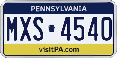 PA license plate MXS4540