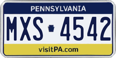 PA license plate MXS4542