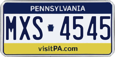 PA license plate MXS4545