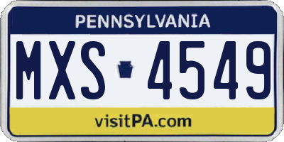 PA license plate MXS4549