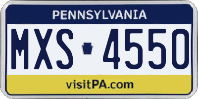 PA license plate MXS4550