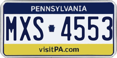 PA license plate MXS4553