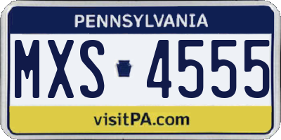 PA license plate MXS4555