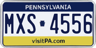 PA license plate MXS4556