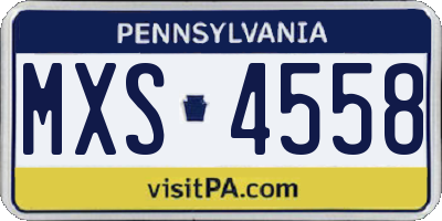 PA license plate MXS4558