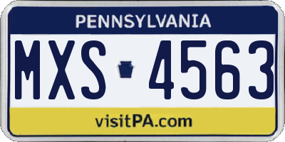 PA license plate MXS4563