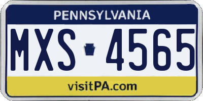 PA license plate MXS4565