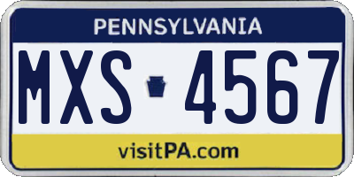 PA license plate MXS4567