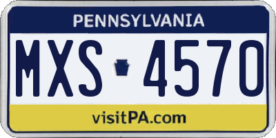 PA license plate MXS4570
