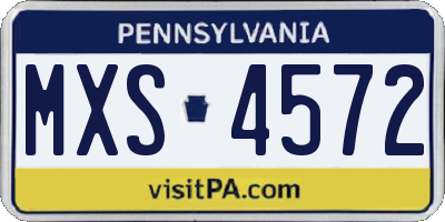 PA license plate MXS4572