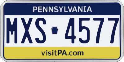 PA license plate MXS4577