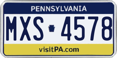 PA license plate MXS4578