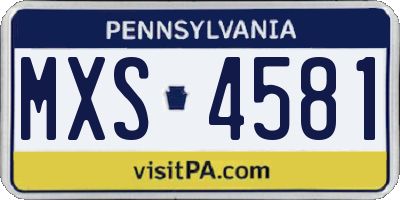 PA license plate MXS4581
