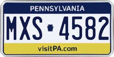 PA license plate MXS4582