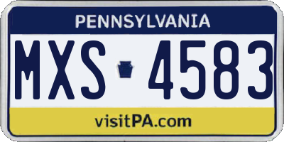 PA license plate MXS4583