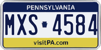 PA license plate MXS4584
