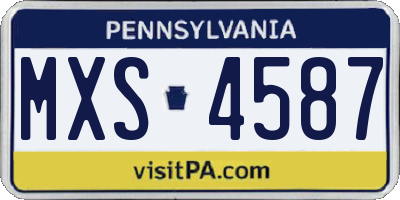 PA license plate MXS4587
