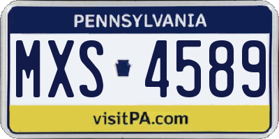 PA license plate MXS4589