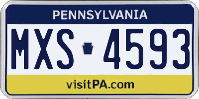 PA license plate MXS4593