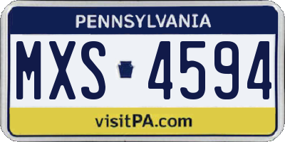 PA license plate MXS4594