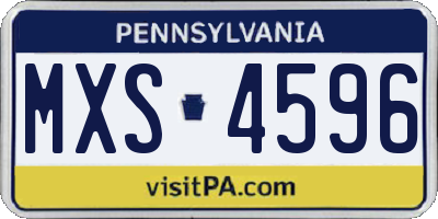 PA license plate MXS4596