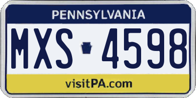 PA license plate MXS4598