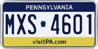 PA license plate MXS4601