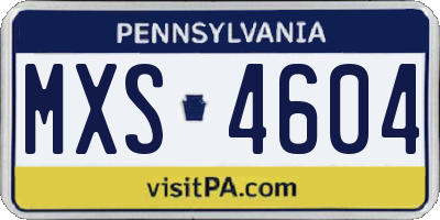 PA license plate MXS4604