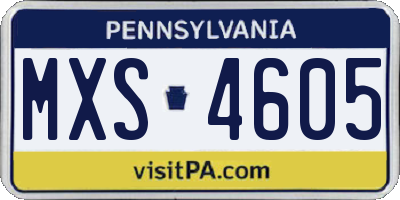PA license plate MXS4605