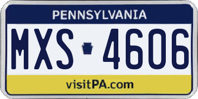 PA license plate MXS4606