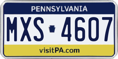 PA license plate MXS4607