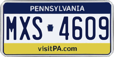 PA license plate MXS4609