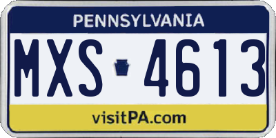 PA license plate MXS4613