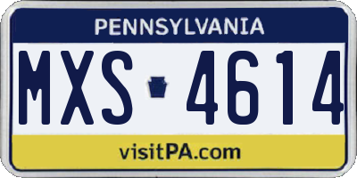 PA license plate MXS4614