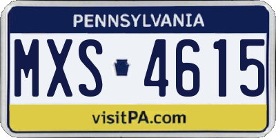 PA license plate MXS4615