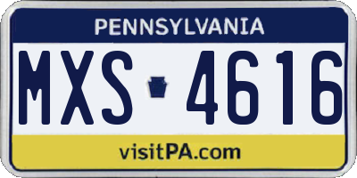 PA license plate MXS4616