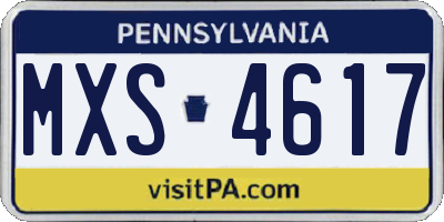 PA license plate MXS4617