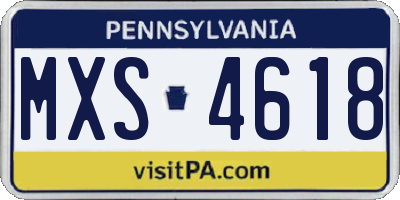 PA license plate MXS4618