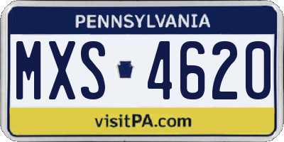 PA license plate MXS4620