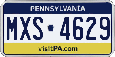 PA license plate MXS4629
