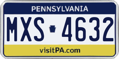 PA license plate MXS4632