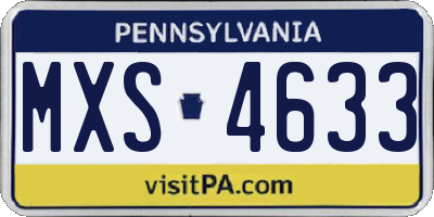 PA license plate MXS4633